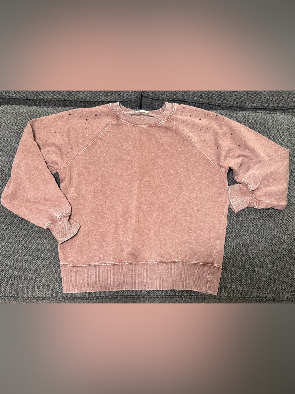 Women’s Maurice’s Dusty Rose Sweatshirt with Rhinestone Shoulder Detail - Medium